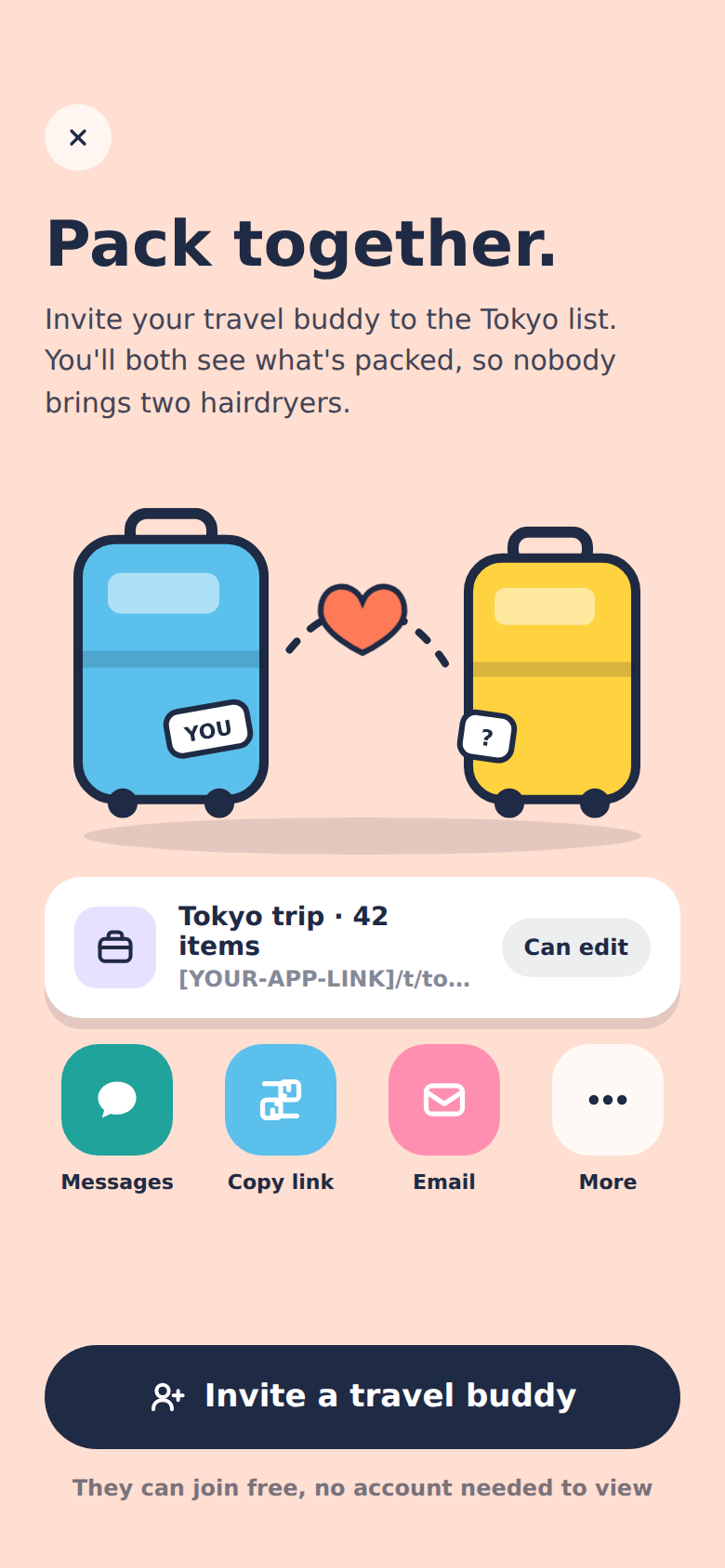Invite screen