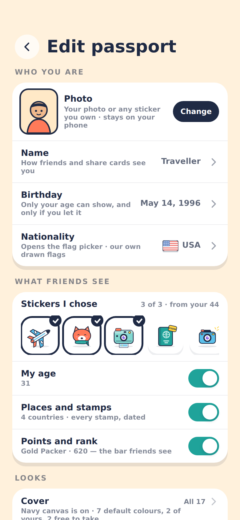 PassportEdit screen