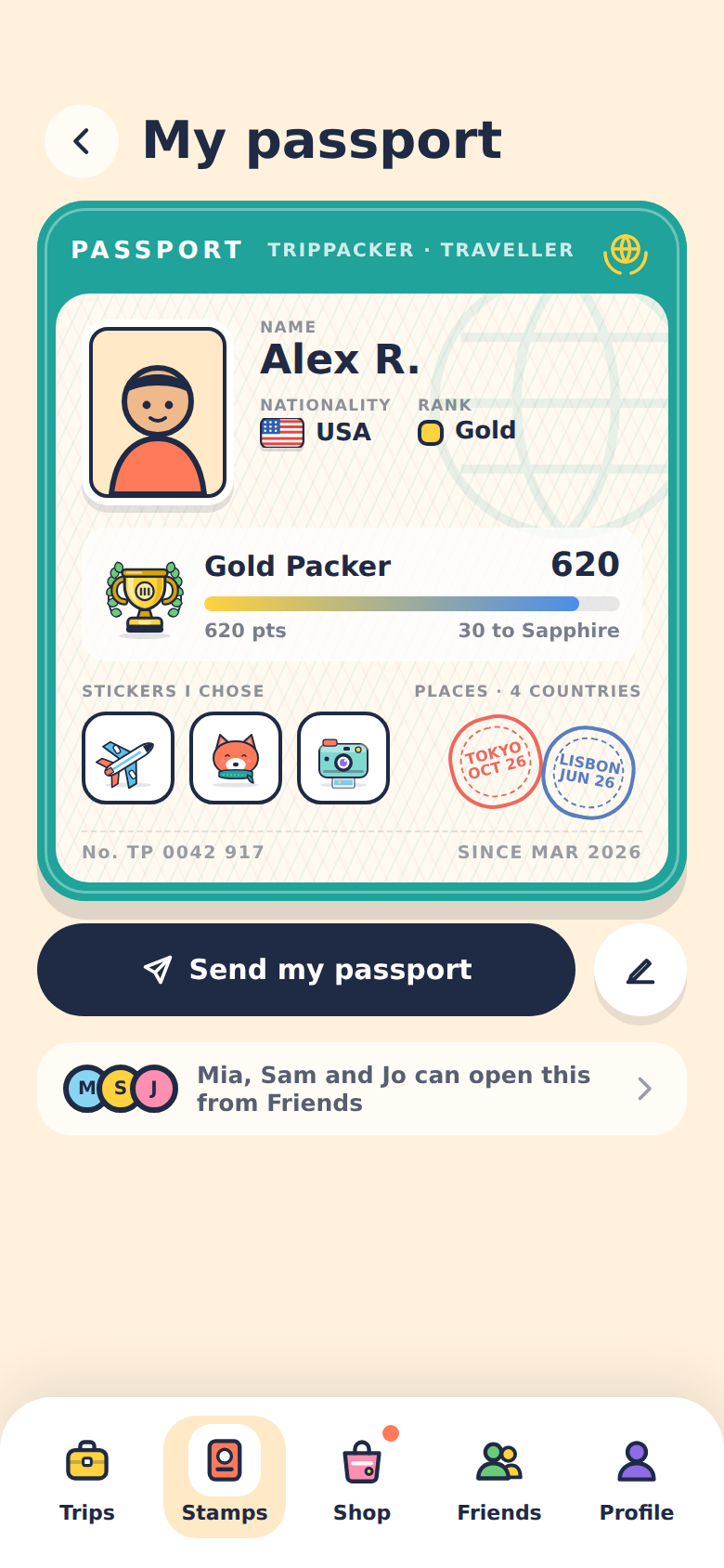 PassportProfile screen