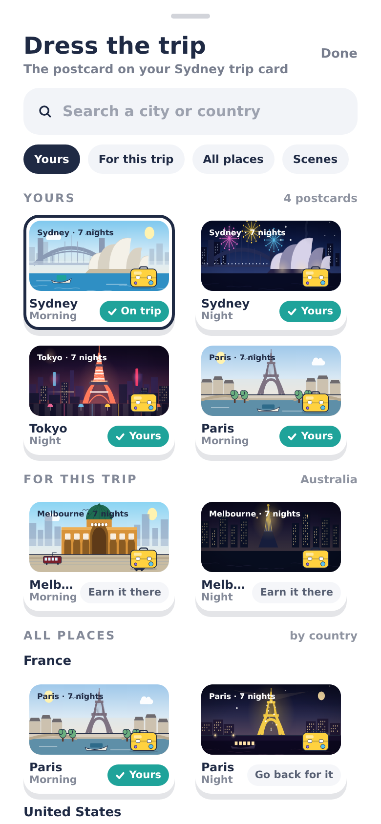 PostcardPicker screen