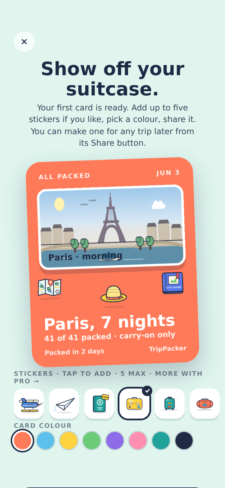 ShareCardParis screen
