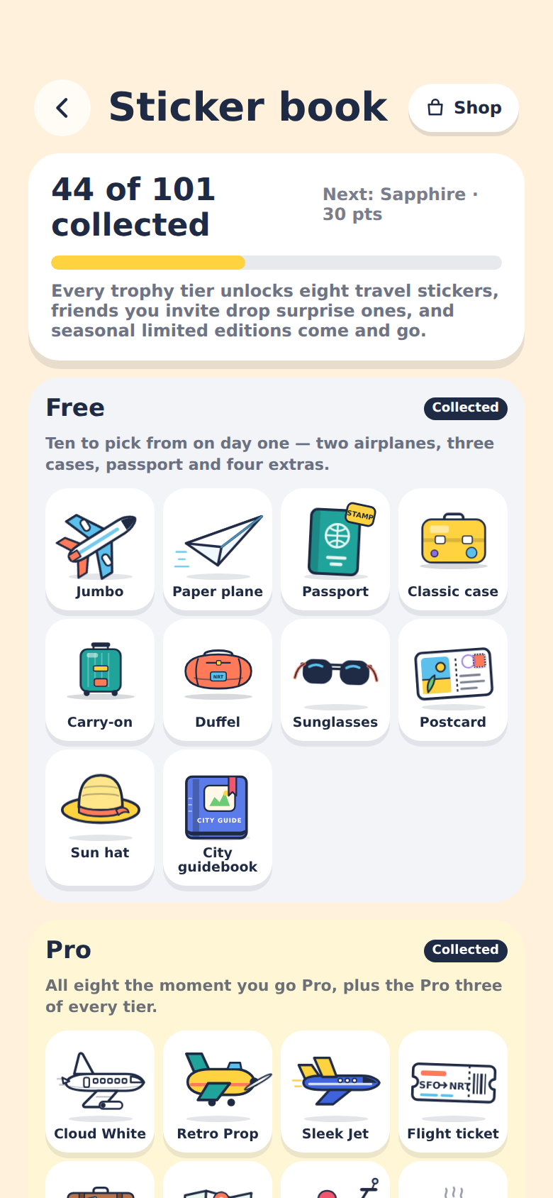 StickerBook screen
